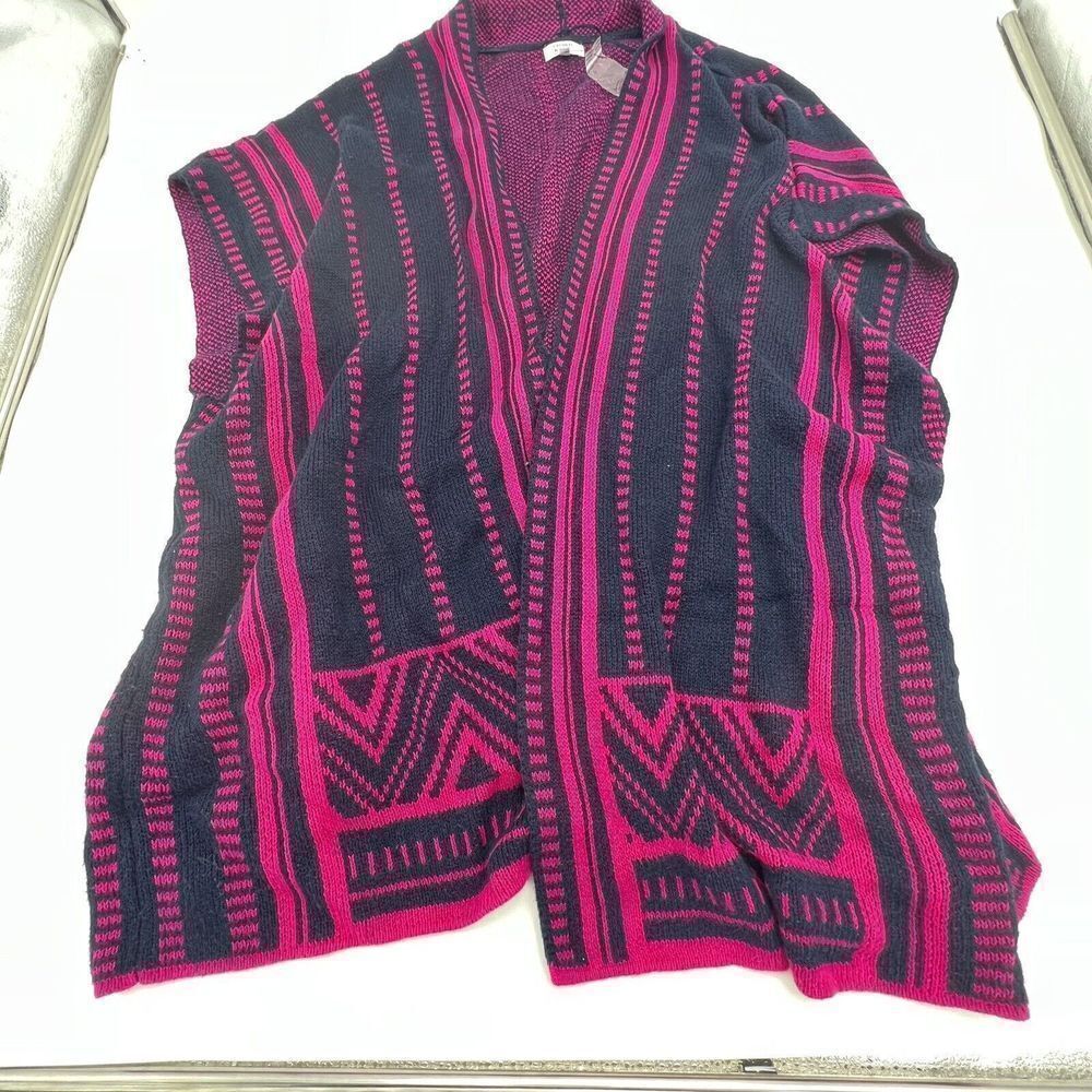 Crown & IVY Black Pink One Size Nwot Wool Blend Kimono Sweater